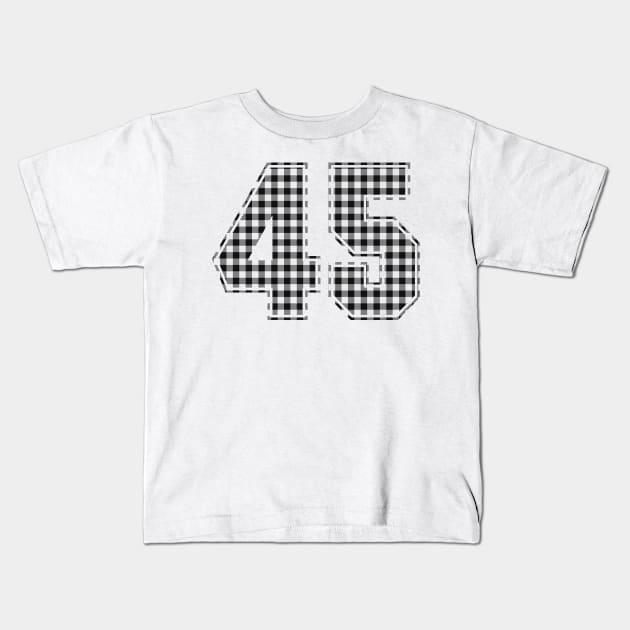 Plaid Number - 45 - Dark Kids T-Shirt by tavare